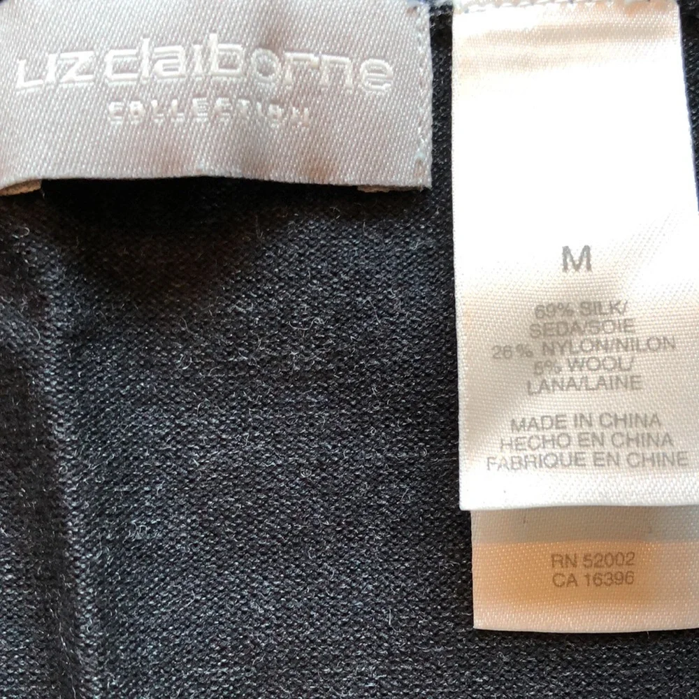 Liz Claiborne gray silk shawl collar sweater